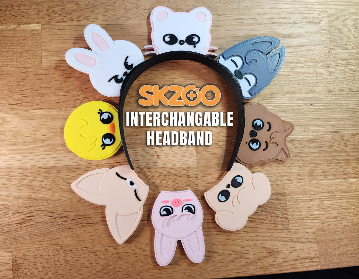 Stray Kids SKZOO Headband + 2 Ears | Interchangable OT8 Wolf Chan Leebit Dwaekki JINERET Quokka Bbokari PuppyM FoxI.Ny